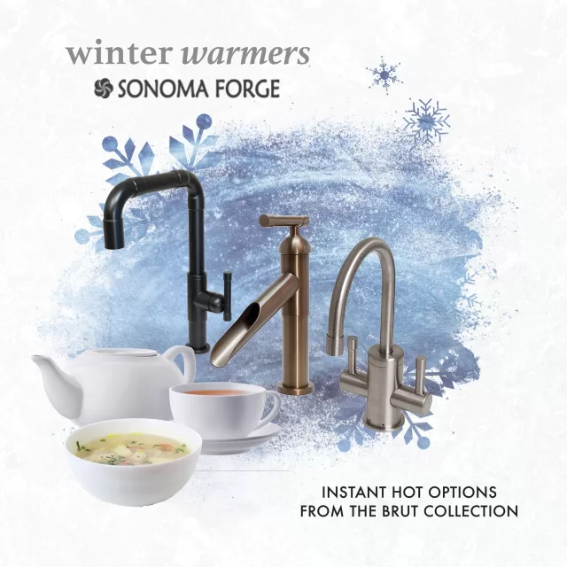 ❄️The Splash and Spritzo Winter Warmers Guide ❄️

As the chill of fall and winter sets in, there's nothing quite like savoring a rich, hearty soup or enjoying a calming cup of tea to warm up. To make preparation easy, the Brut Collection from Sonoma Forge offers the perfect kitchen companion with its instant hot water feature.

The Brut Collection combines elegance with functionality, making a statement with its unique design. Inspired by raw plumbing elements, it softens these industrial elements with refined aesthetics. Choose between the Waterfall spout, which flows smoothly, or the Elbow spout for a sleek, angled look that adds a touch of sophistication to any kitchen.

Embrace the season with the essentials, designed for both style and substance.